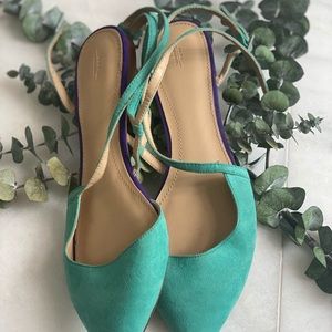 Suede Aqua Flats